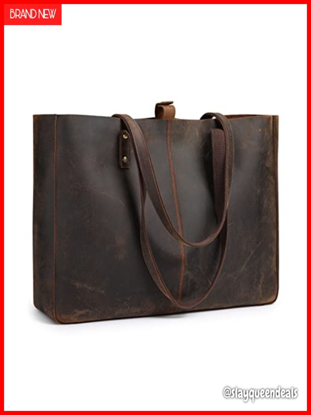 Genuine Leather Large Tote Bag Women Shoulder Work Purse Laptop Compatible